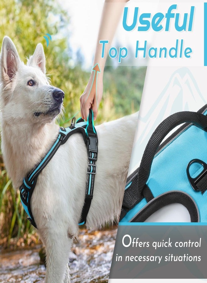 Eagloo Dog Harness Medium Sized Dog, No Pull Service Vest with Reflective Strips and Control Handle, Adjustable and Comfortable for Easy Walking, No Choke Pet Harness with 2 Metal Rings, Sky Blue, M - Image 5